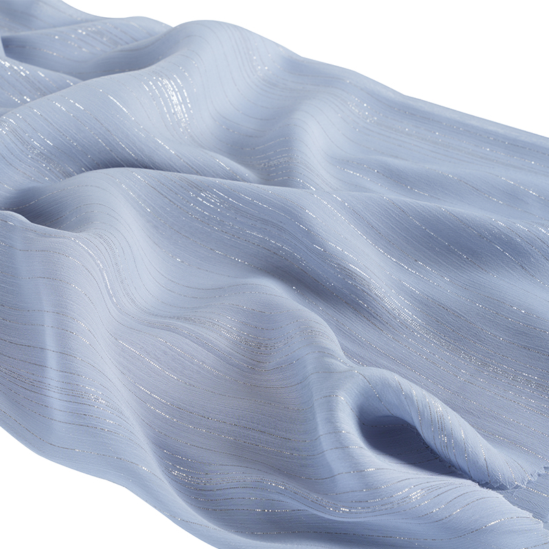 75D nepravidelný stříbrný hedvábný šifonový krep